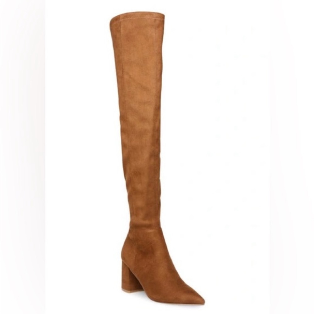 Suede Steve Madden over-the-knee boots.